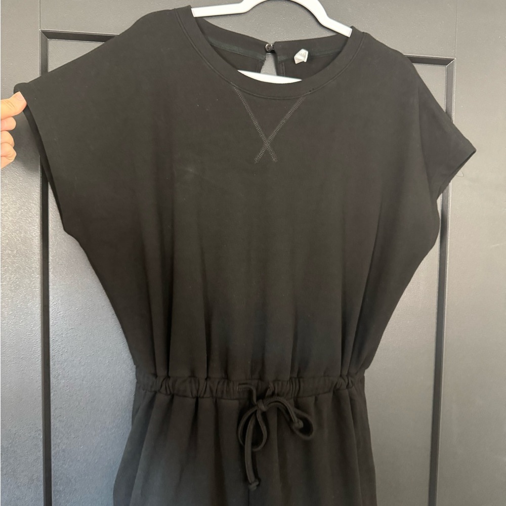 Black Casual Drawstring Romper